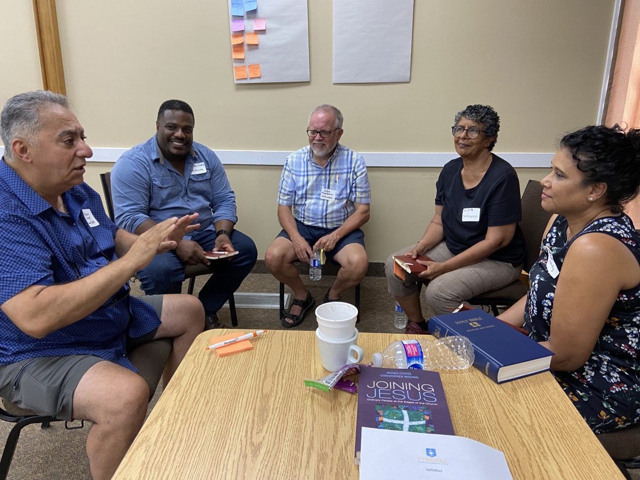 A small group gathered for discipleship and conversation
